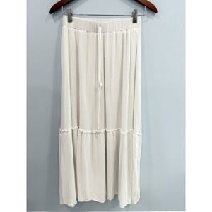 SHEIN White Tiered Drawstring Maxi Skirt